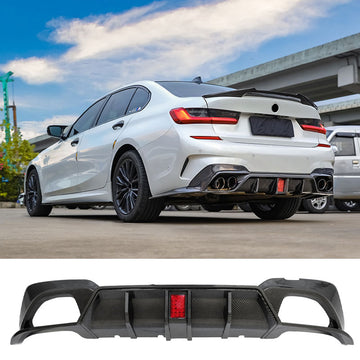 Rear Diffuser for BMW 3 Series G20 2019–2022 | 330i / M340i M Sport | Carbon Fibre Look with LED Light